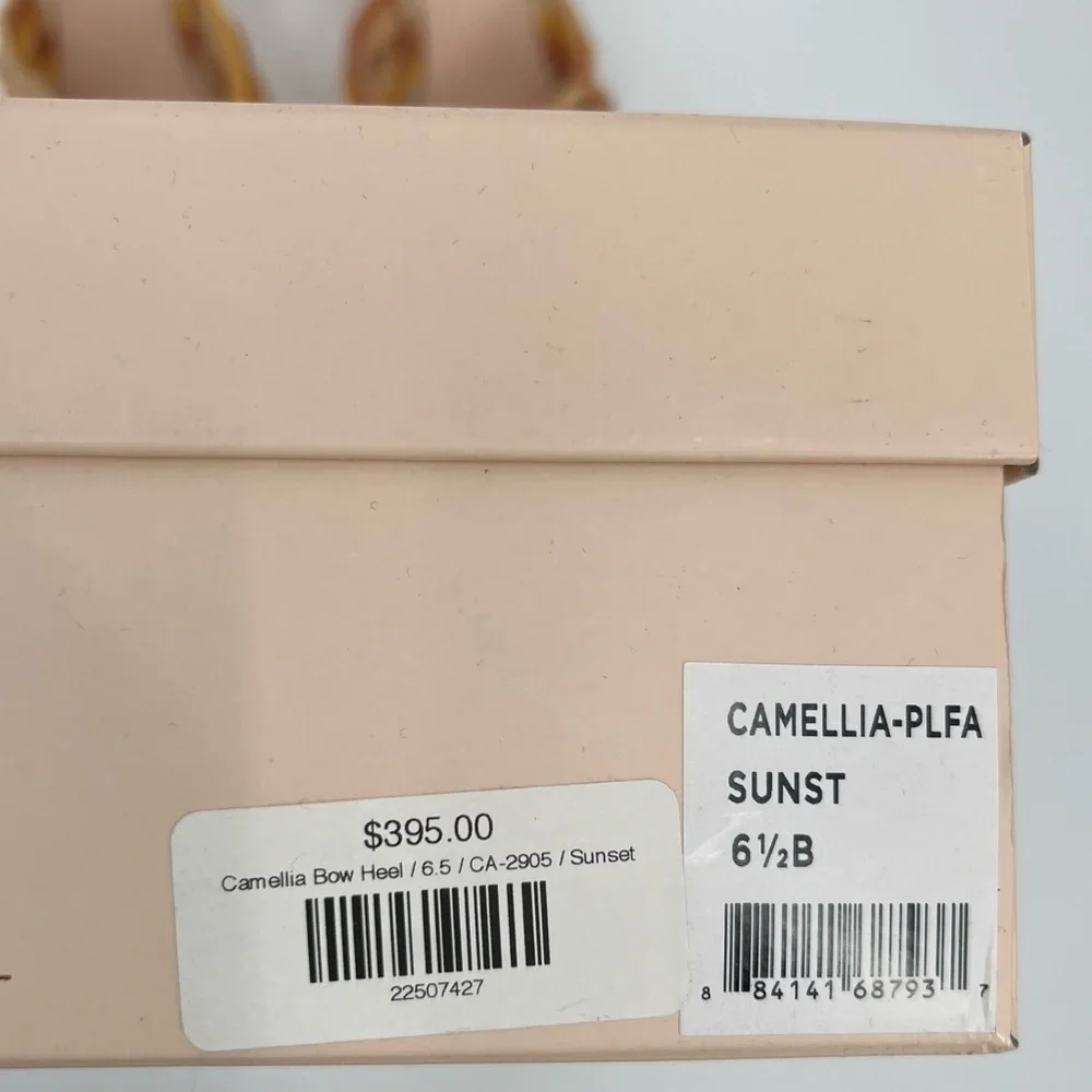 LOEFFLER RANDALL Camellia Sunset Bow Sandal Block Heel Peep Toe Pastel Sandal - Picture 11 of 13